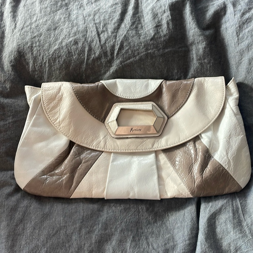 Marciano Clutch Purse Taupe Tan Ivory Handbag